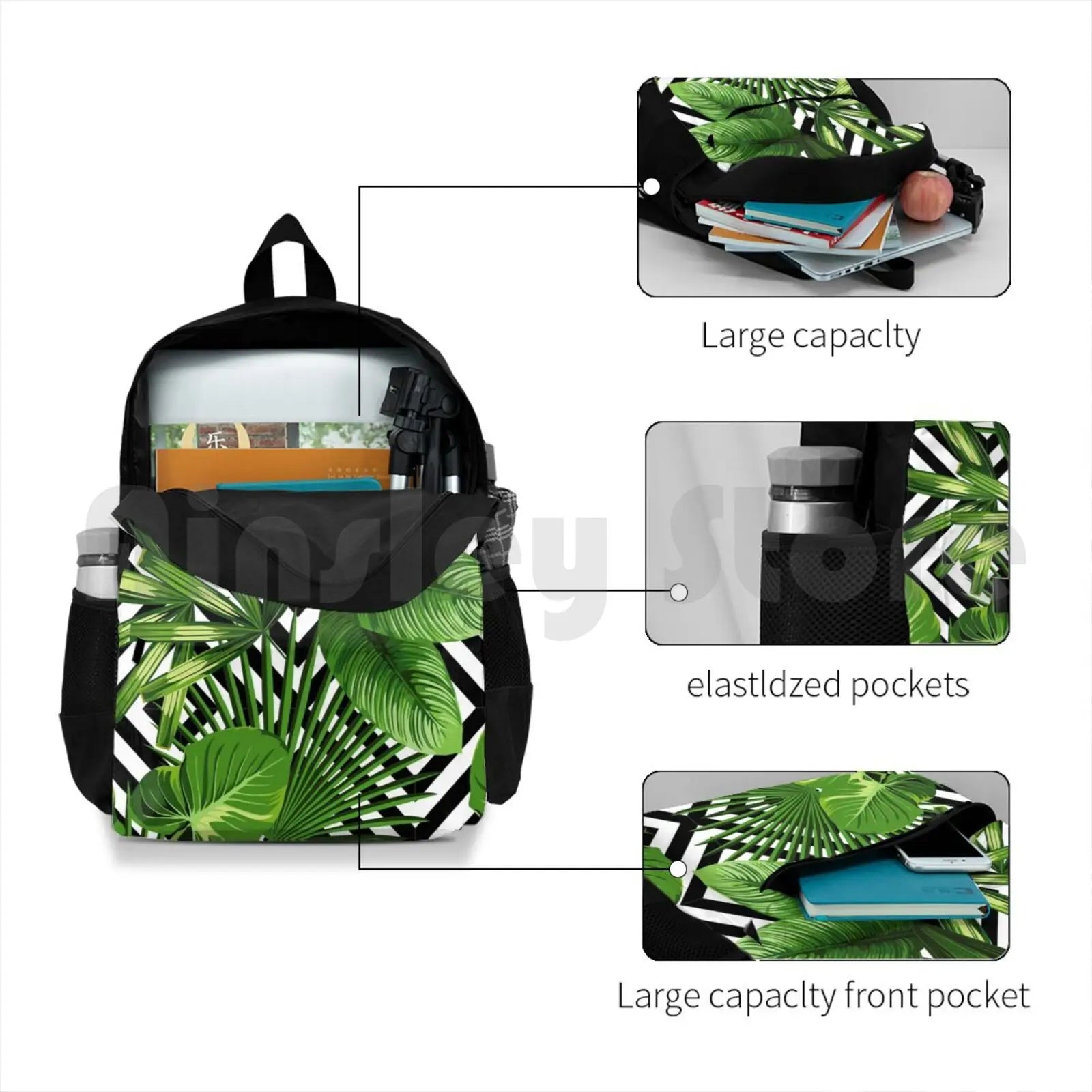 Exotic Jungle Print Hiking Backpack Waterproof Camping Travel
