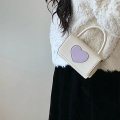 Women's Pu Leather Heart Chain Crossbody Bag