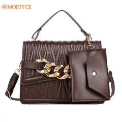 Vintage PU Solid Large Capacity Women Shoulder Bag