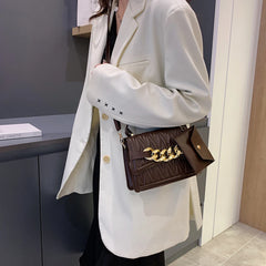 Vintage PU Solid Large Capacity Women Shoulder Bag