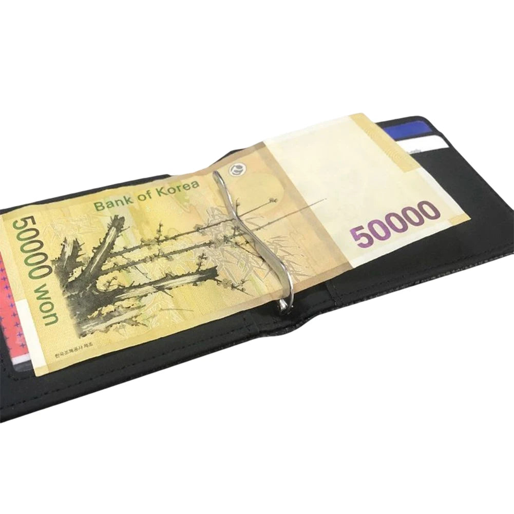 Minimalist PU Leather Bifold Wallet for Traveling Camping Walking