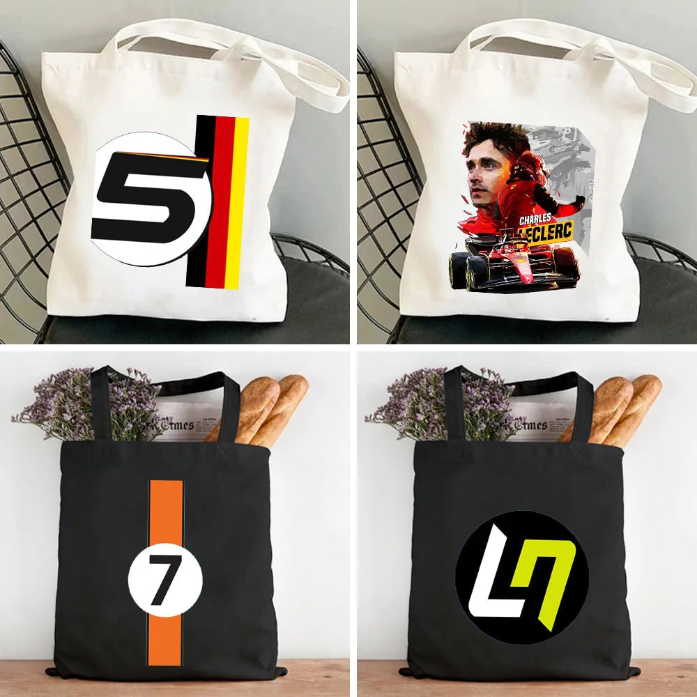 F1 Formula 1 Lando Norris Bottas Racing Car Women Canvas Shopper Bag
