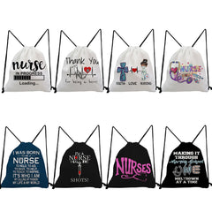 Cartoon Nurse Doctor Printed Backpacks for Students Drawstring Pocket