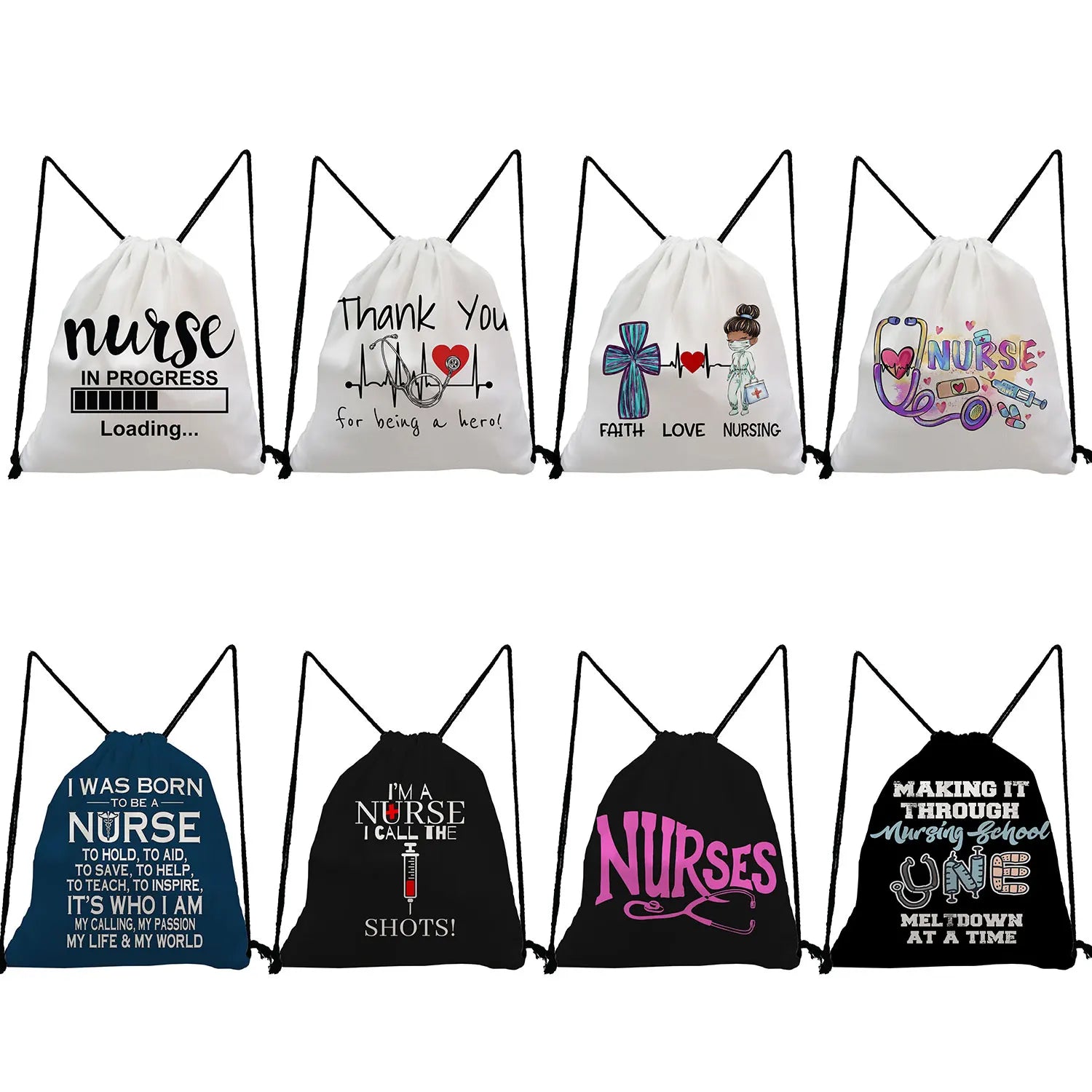 Nurse Doctor Printed Backpacks for Students Shoes Storage Bag