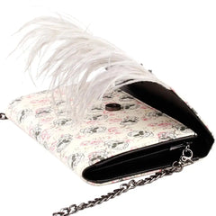 Punk Skull Feather Gems Clutch Handbag Bag