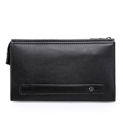 Men's Zippered Leather Wallet Long Phone Clutch Bag