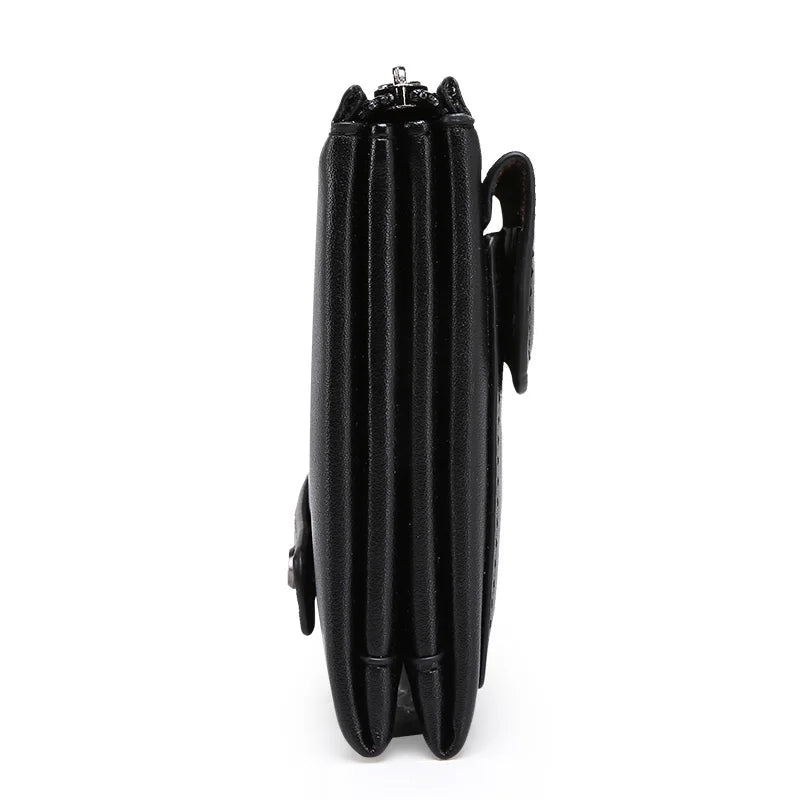 Men's Zippered Leather Wallet Long Phone Clutch Bag