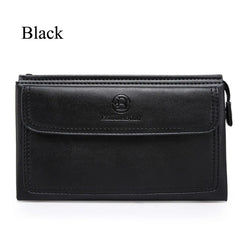 Men's Zippered Leather Wallet Long Phone Clutch Bag