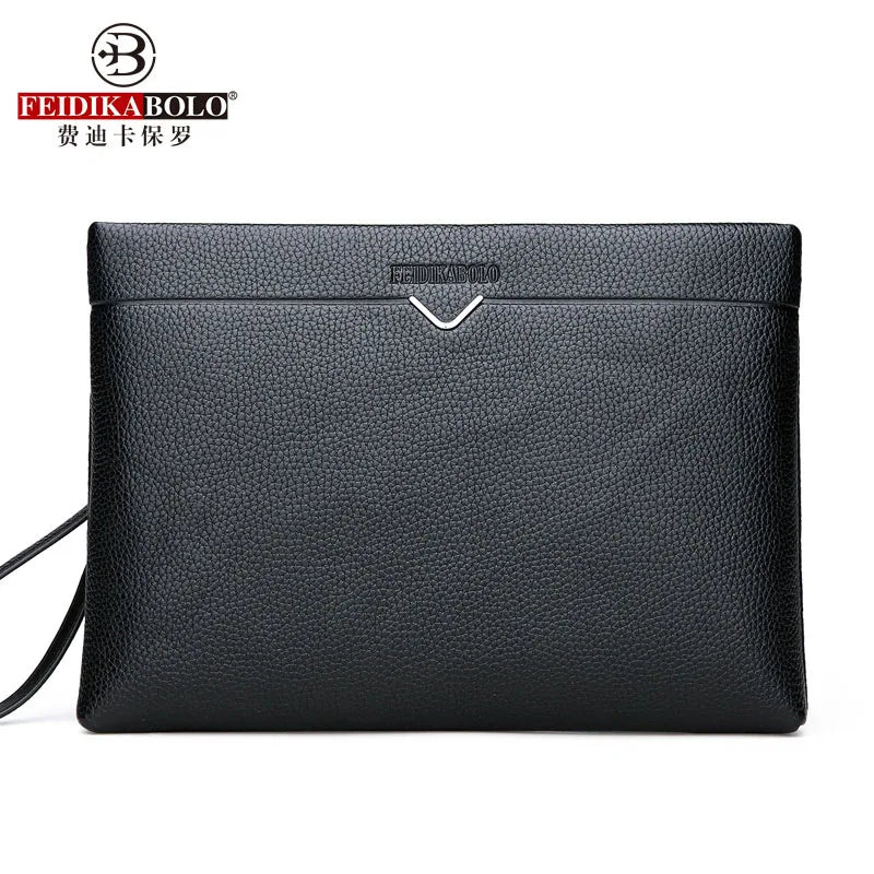 Men's Soft Leather Clutch Bag High-Quality Large Capacity