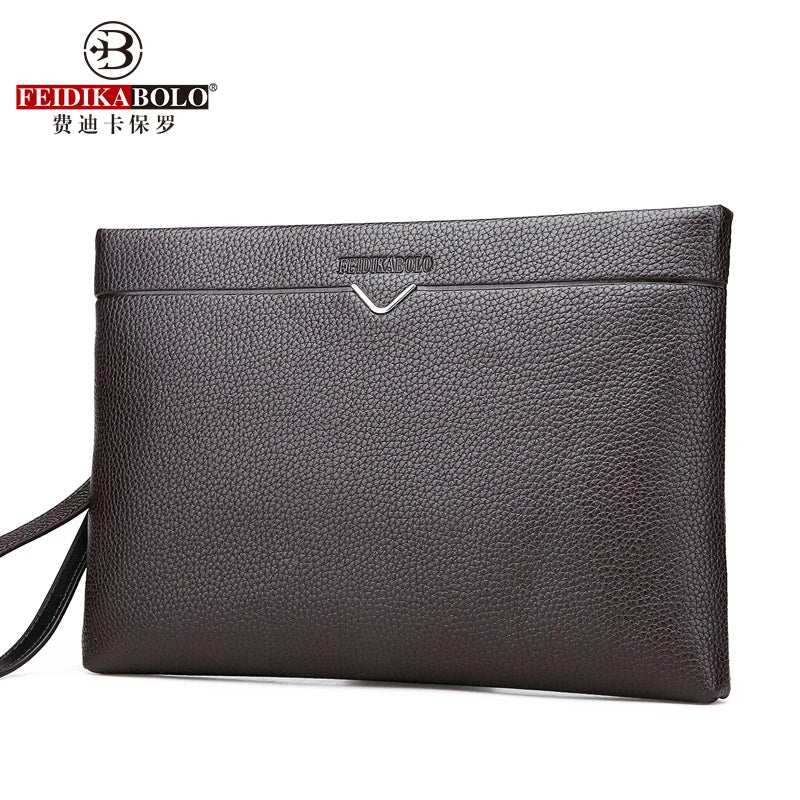 Men's Soft Leather Clutch Bag High-Quality Large Capacity