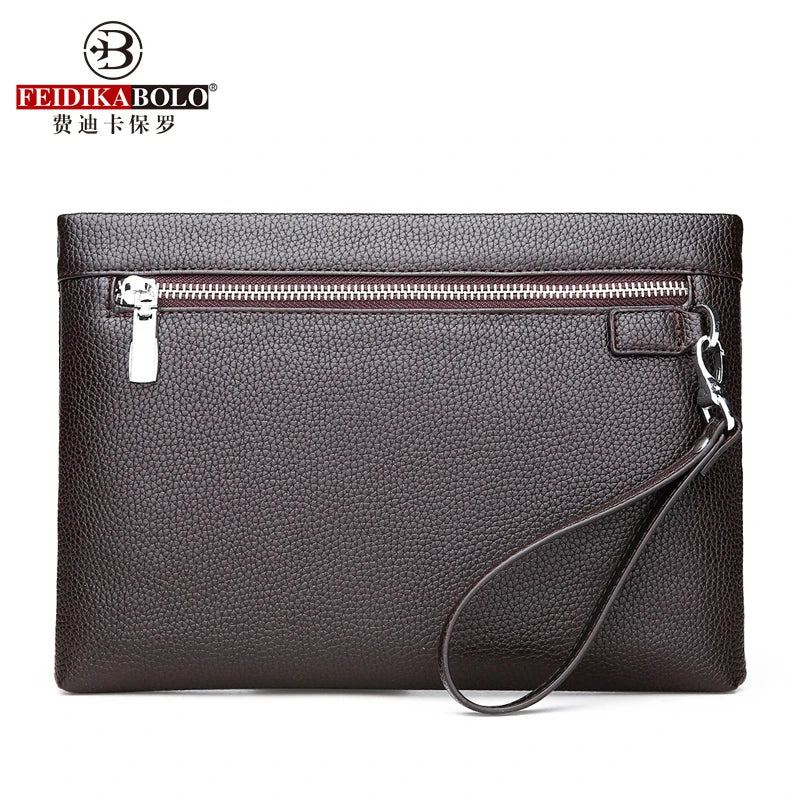 Men's Soft Leather Clutch Bag High-Quality Large Capacity