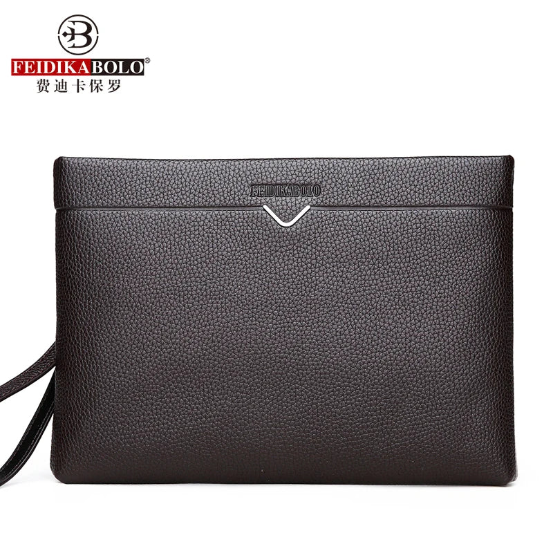 Men's Soft Leather Clutch Bag High-Quality Large Capacity