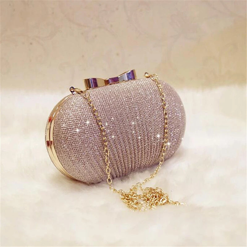 FGGS-Golden Evening Clutch Bag Bow Clutches Chain Shoulder Bag