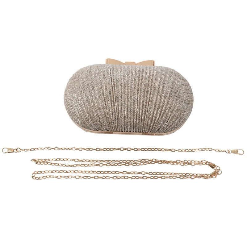 FGGS-Golden Evening Clutch Bag Bow Clutches Chain Shoulder Bag