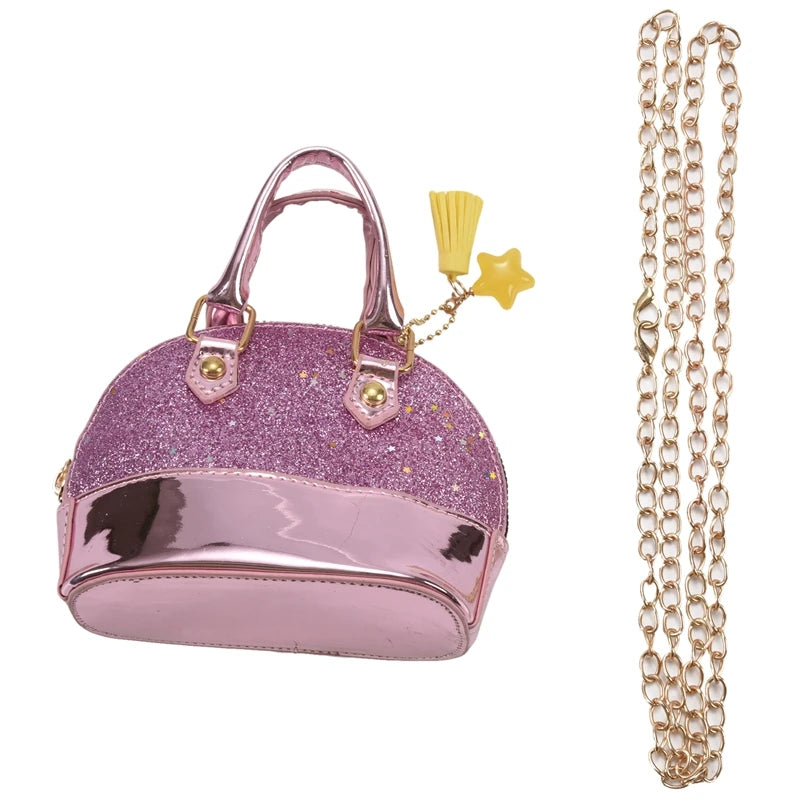 FGGS Little Girls' Sequins Handbags Princess Crossbody Bag Mini Satchel - Pink