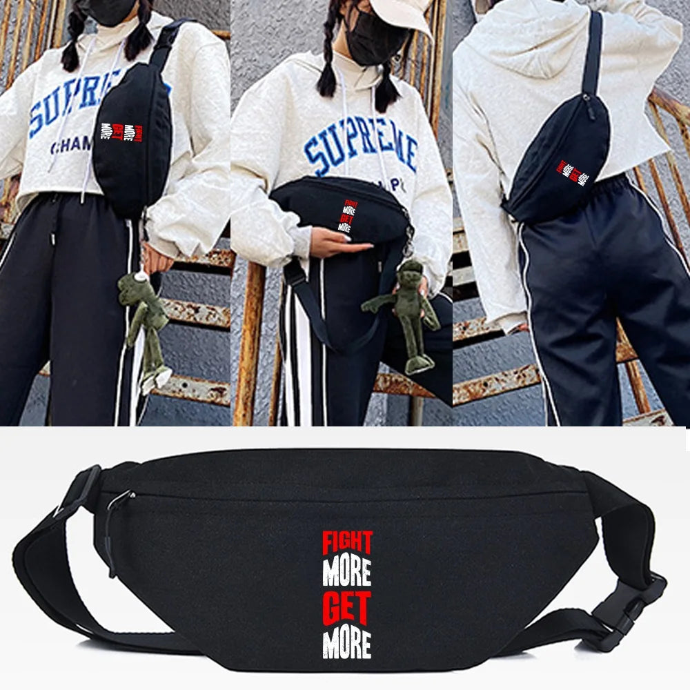 FIGHT Letter Print Waist Bags Crossbody Chest Bag