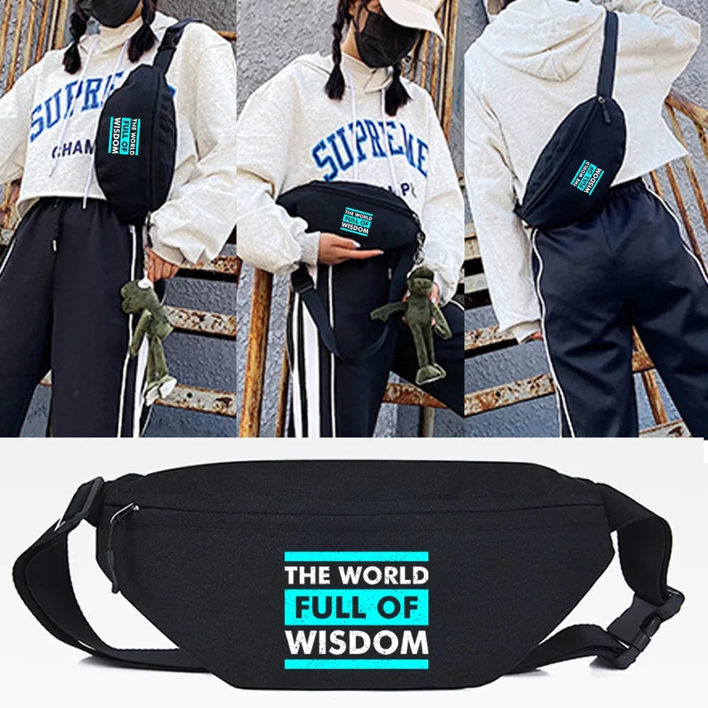 FIGHT Letter Print Waist Bags Crossbody Chest Bag