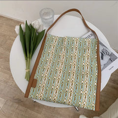 Retro Silk Scarf Leather Shoulder Bag