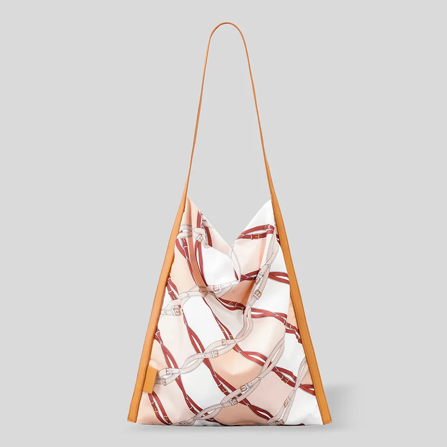 Retro Silk Scarf Leather Shoulder Bag