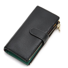 Colorful Patch Long Wallet with Zipper for Women