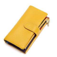 Colorful Patch Long Wallet with Zipper for Women