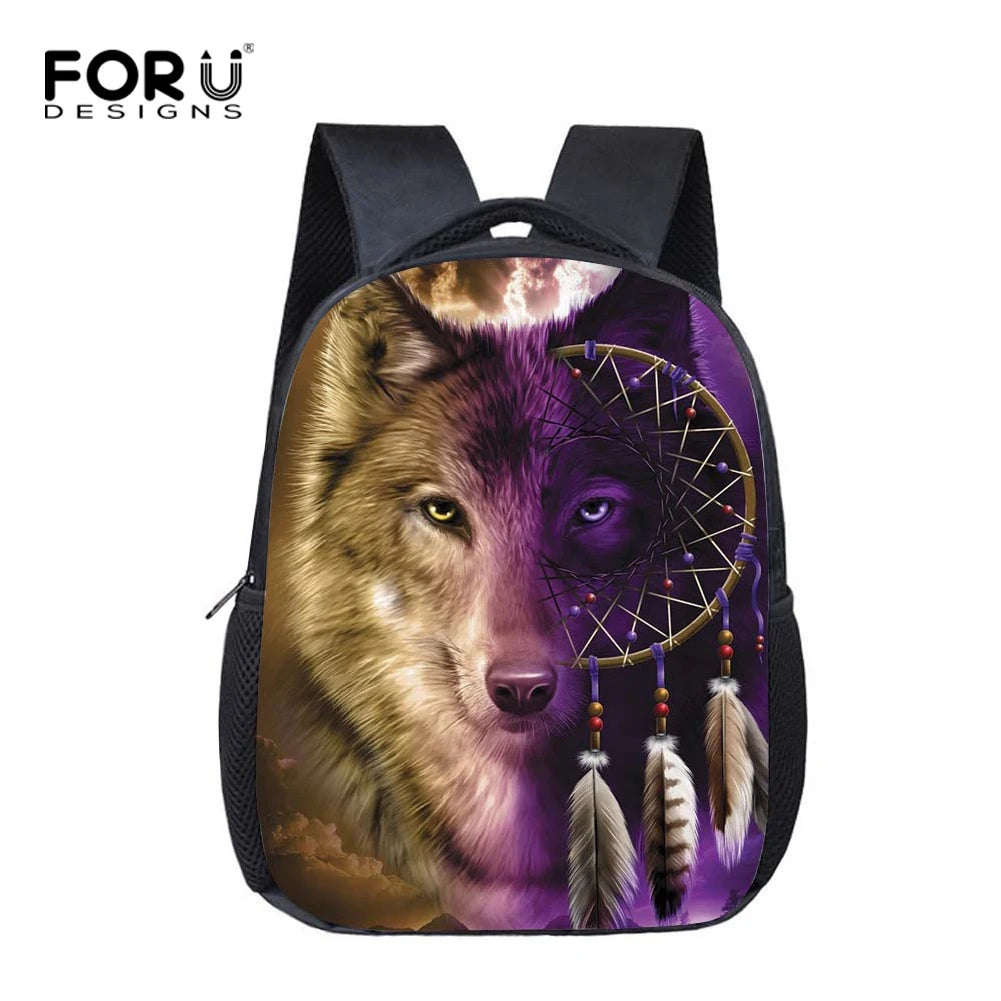 Wolf Print Kindergarten Bookbag for Kids