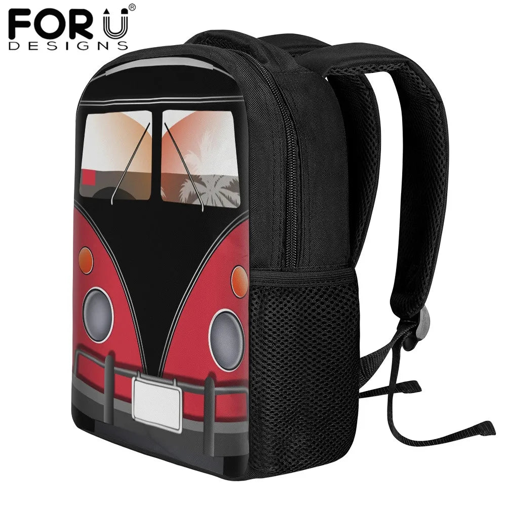 Kids School Bus Funny Print Preschool Kindergarten Book Bag Boys Girls