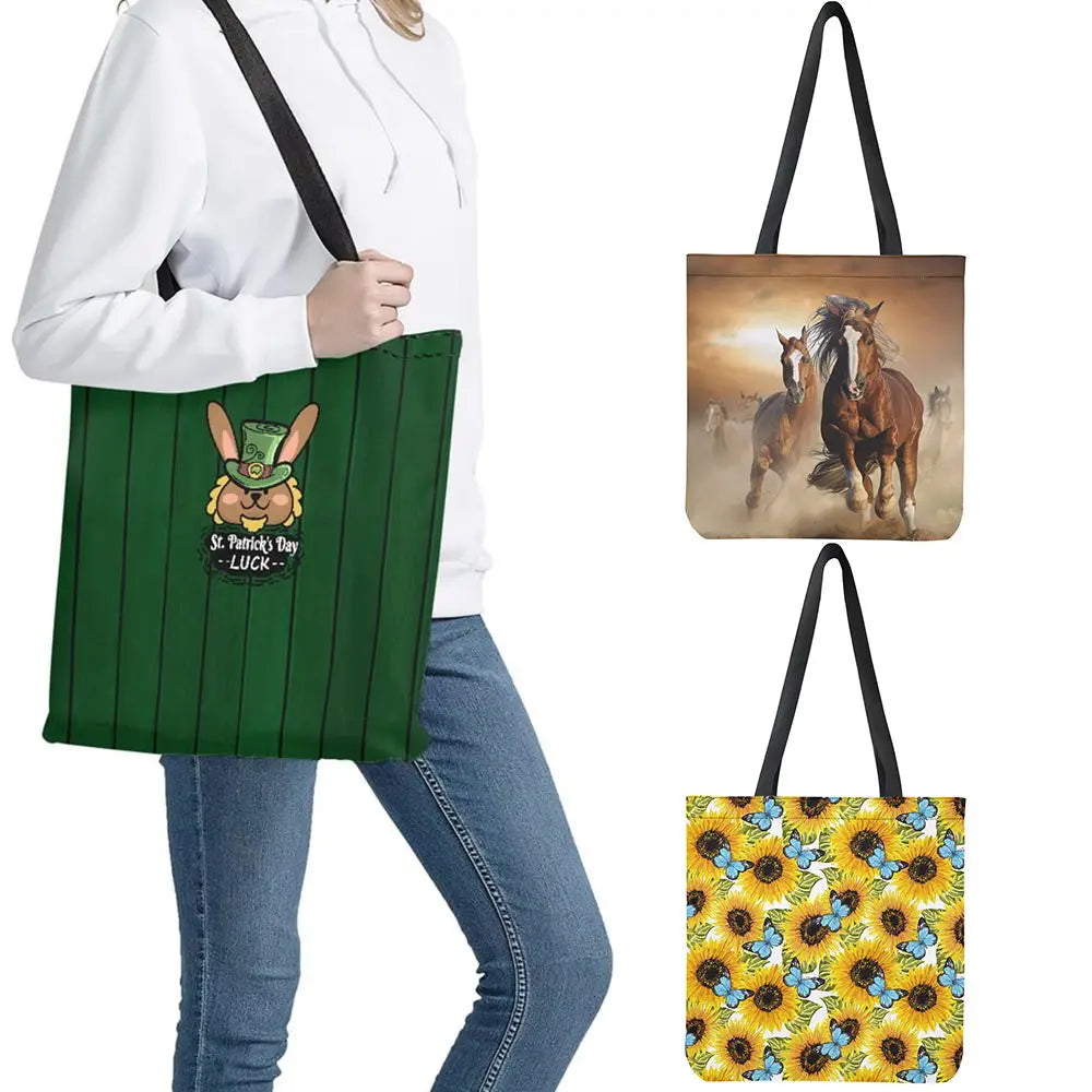 Colorful Parrot Print Foldable Portable Shopping Bag Tote Bag