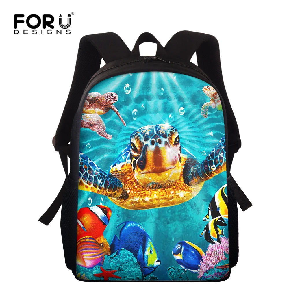 Sea Turtle Print School Bag for Kids Stylish Child Schoolbags