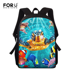 Sea Turtle Print School Bag for Kids Stylish Child Schoolbags
