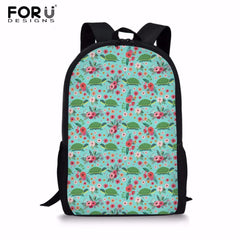 Flower Turtle Printing Women Backpack Girls School Bags Teenager Laptop Backpack