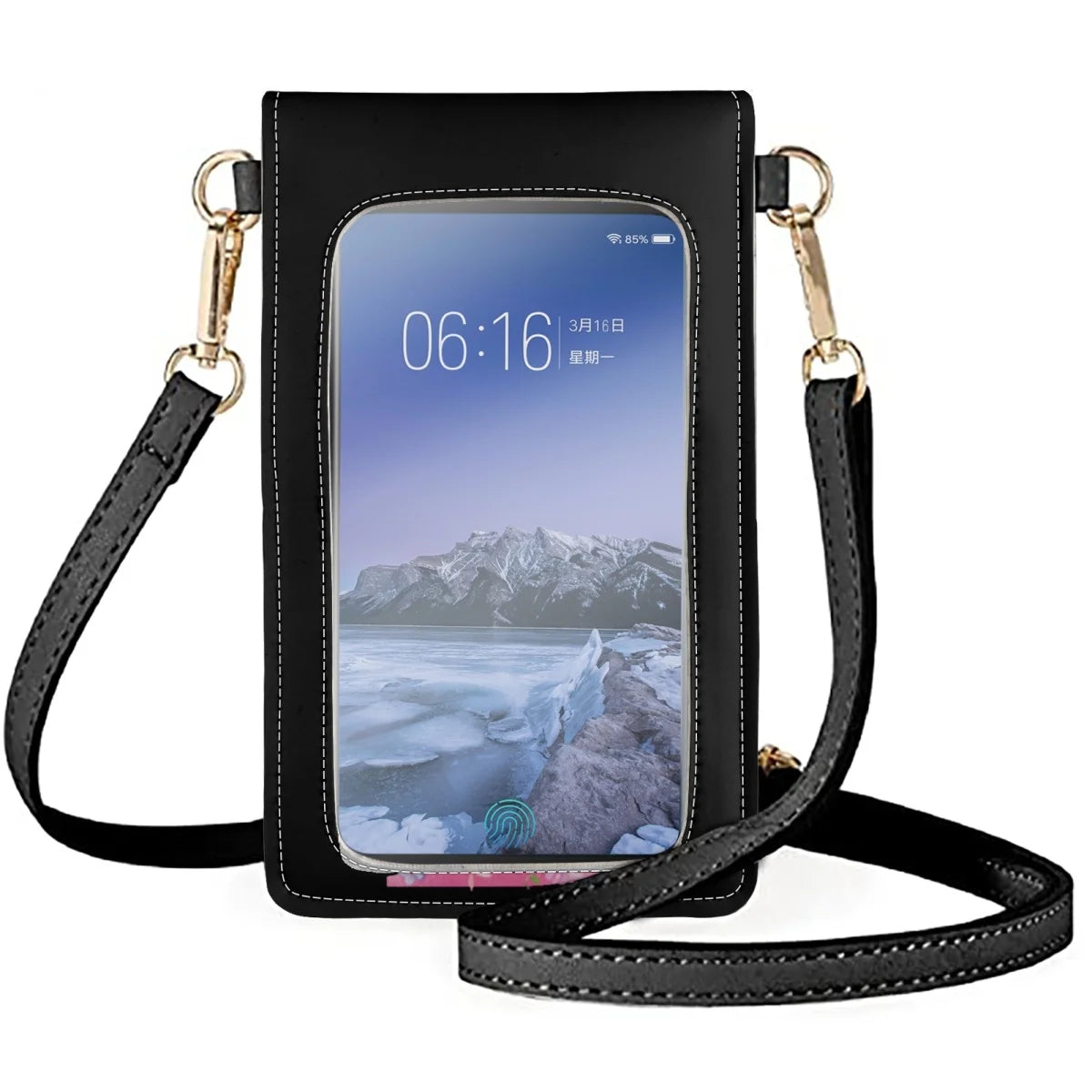 Multicolor Floral Letters Cell Phone Bag PU Leather Shoulder Bag Women