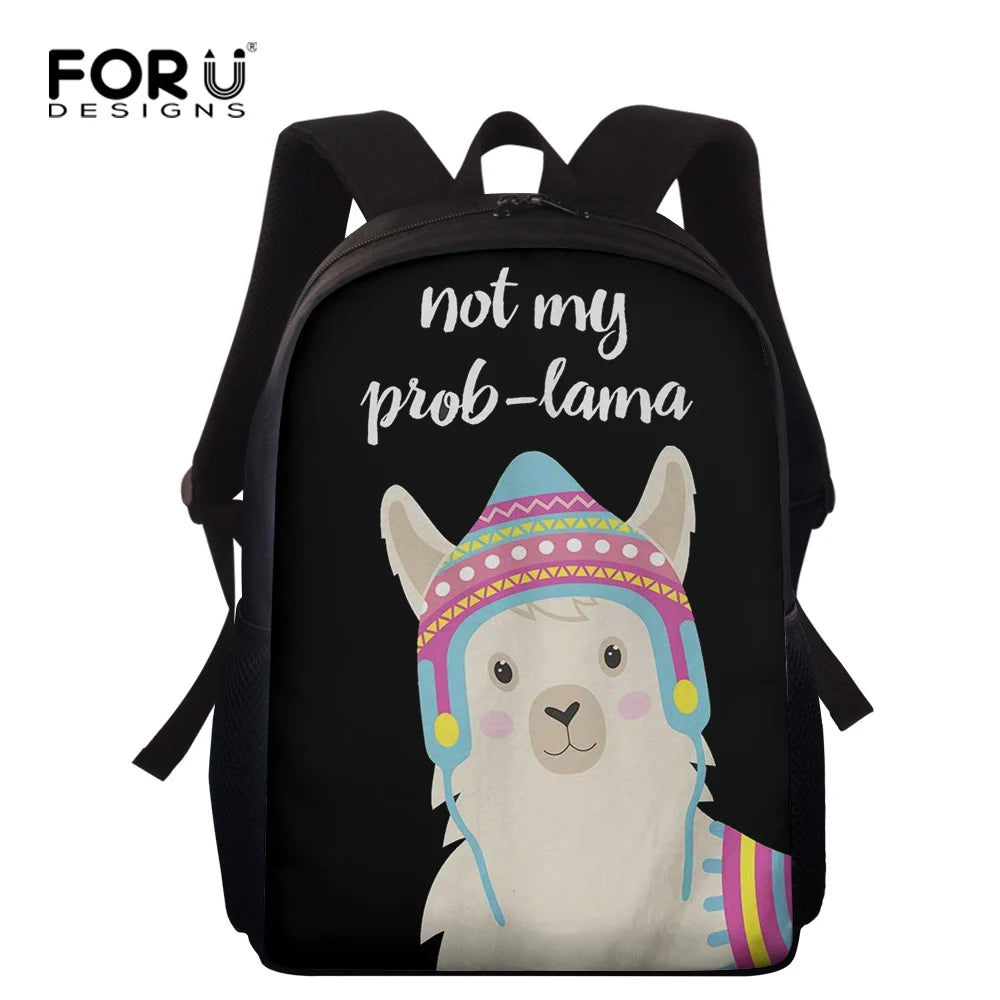 Alpaca Llama School Bag for Kids 15in