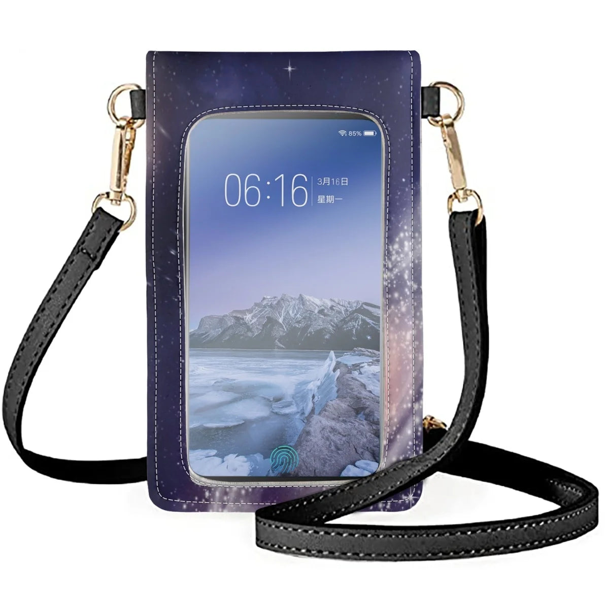 Space Earth Print Unisex Cellphone Bag Leather Solar System Outer Space