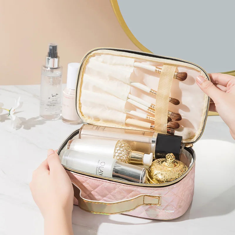 Argyle Portable Women Cosmetic Bag Multifunction Waterproof Travel Storage