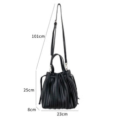 Women's PU Leather Bucket Shoulder Bag Soft Handbag