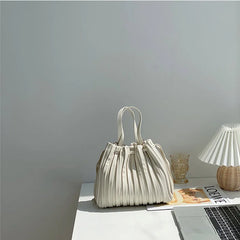 Women's PU Leather Bucket Shoulder Bag Soft Handbag