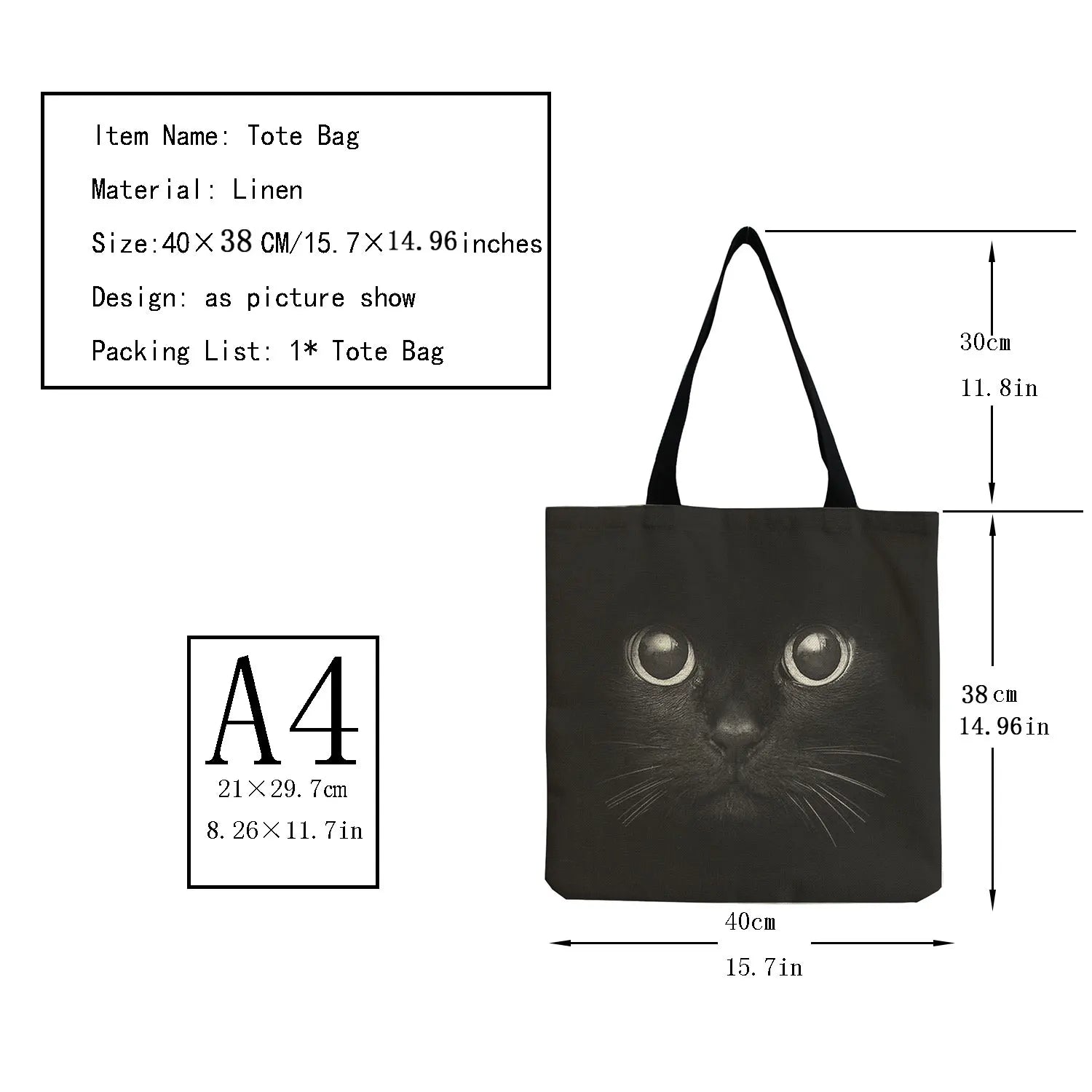 Cat Print Foldable Shopping Bag for Women