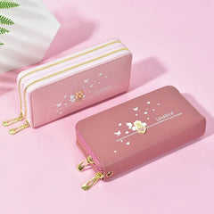 Double Zipper Women's Wallet Large Capacity Mobile Phone Bag