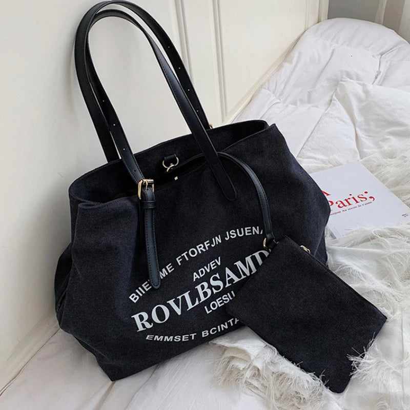 Fashion Canvas Bag Women Large Shopping Bag High Canvas Shoulder Bags