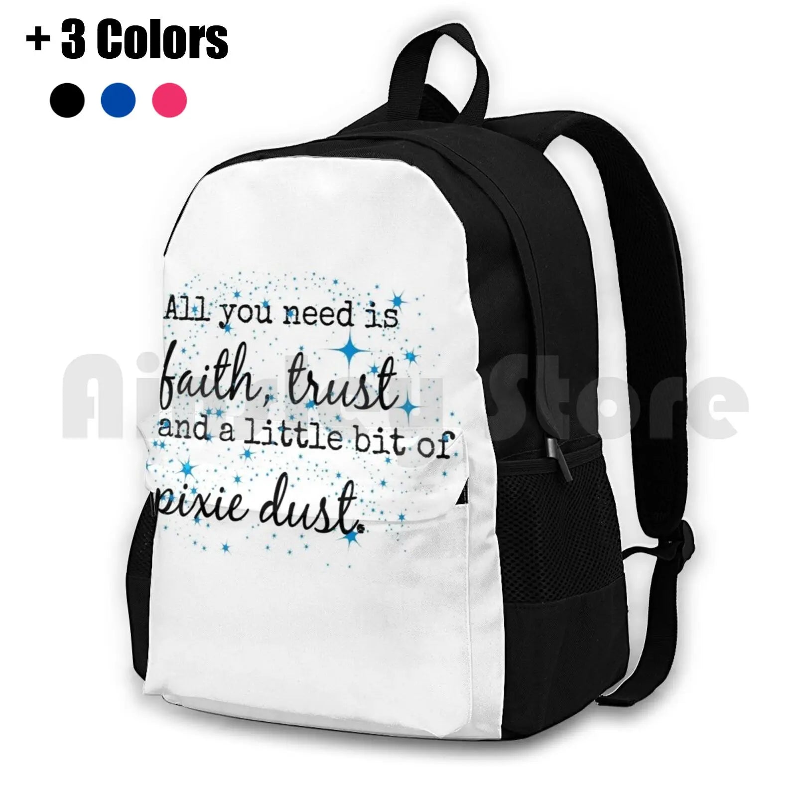 Faith Trust Pixie Dust Outdoor Hiking Backpack Waterproof Camping Travel Quote