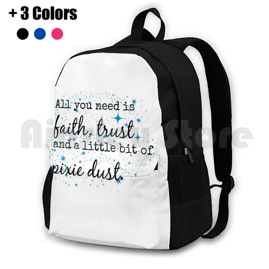 Faith Trust Pixie Dust Outdoor Hiking Backpack Waterproof Camping Travel Quote