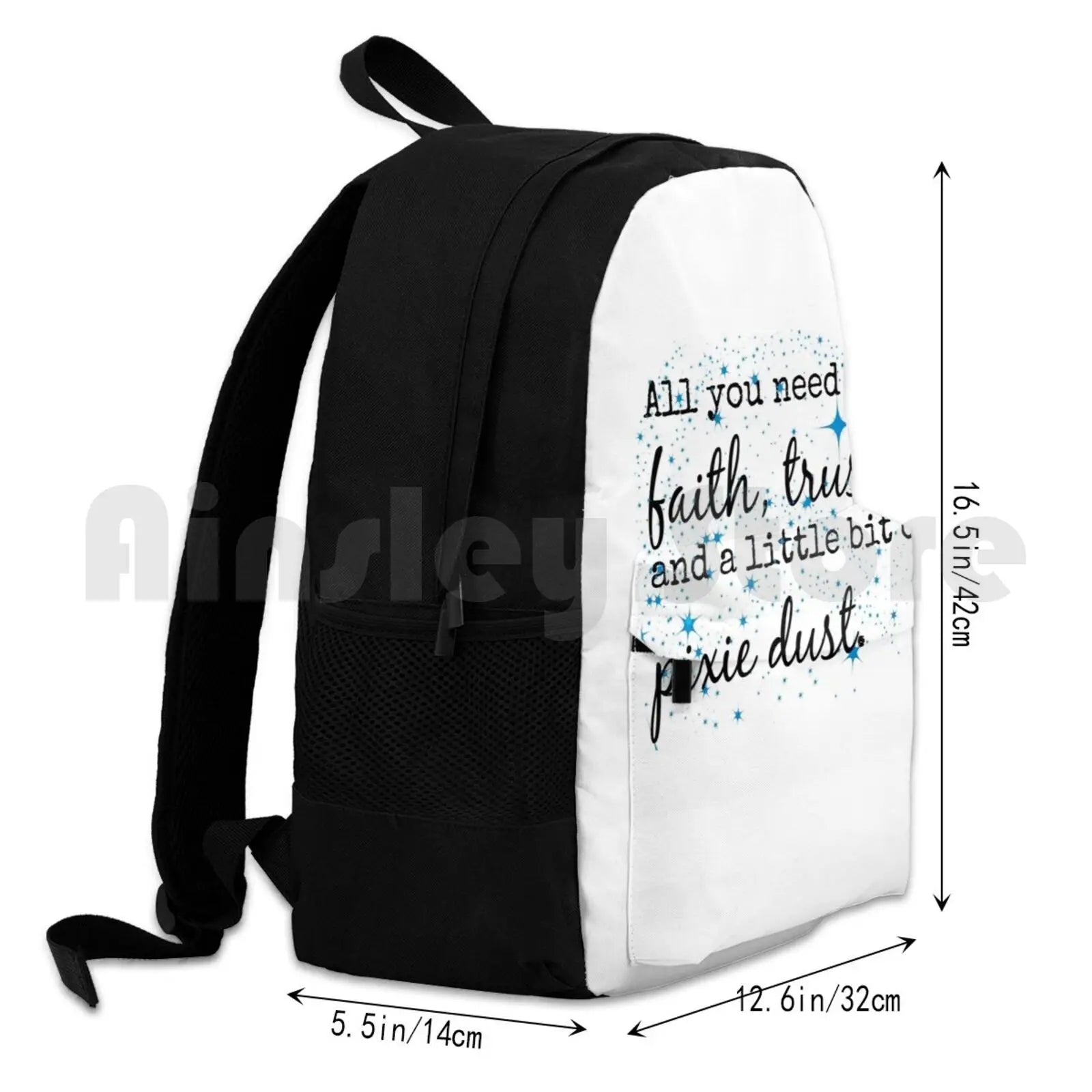 Faith Trust Pixie Dust Outdoor Hiking Backpack Waterproof Camping Travel Quote