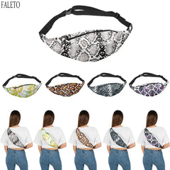 Faleto Fanny Pack Snakeskin Print Waist Bag Music Travel Hip Pack