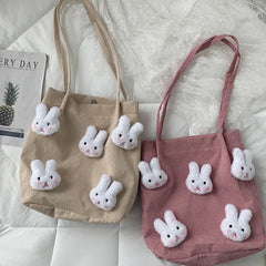 Corduroy Shoulder Bag Female Cartoon Japanese Ins Handbag