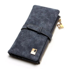 Famous Long Purse Two Fold Women Wallets Drawstring Nubuck Leather