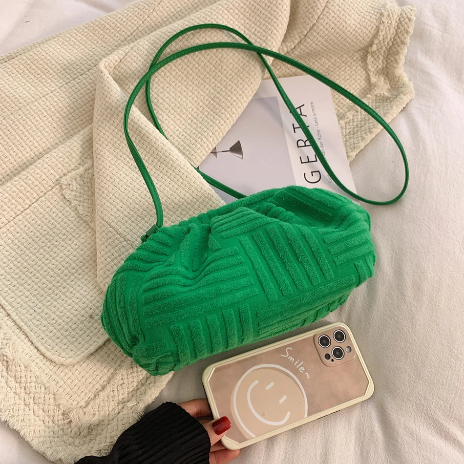 Women's Cloud Bag Soft Cotton Shoulder Messenger Stripe Travel Purse