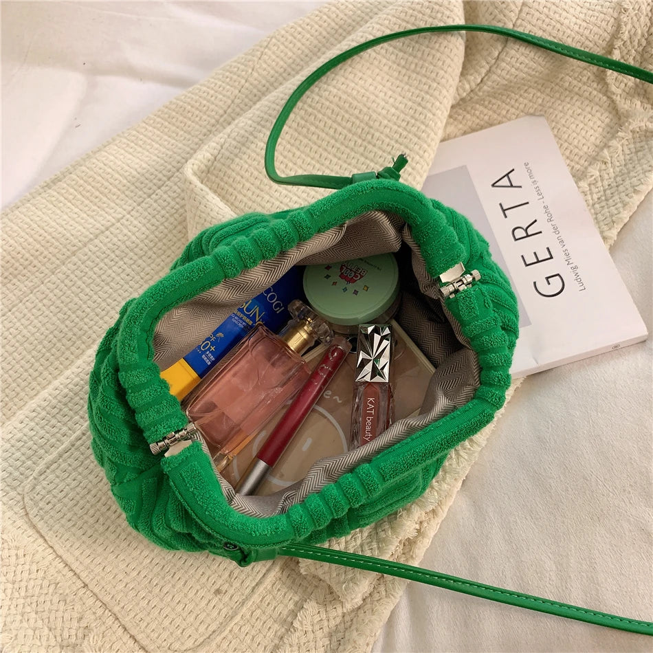 Women's Cloud Bag Soft Cotton Shoulder Messenger Stripe Travel Purse