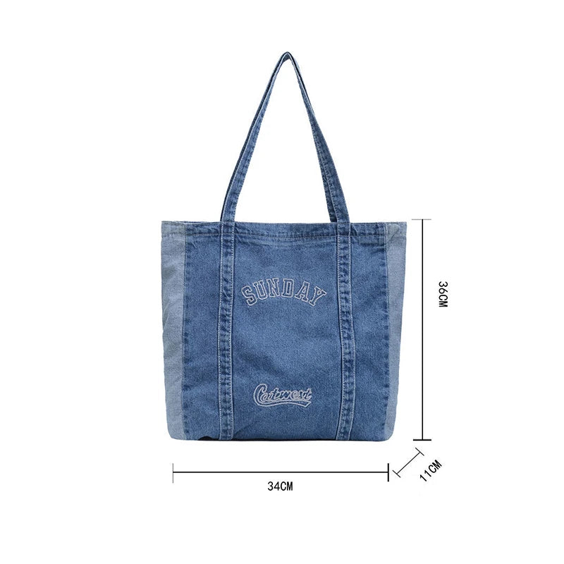 Famous Women Handbag Large Capacity Denim Shoulder Bag