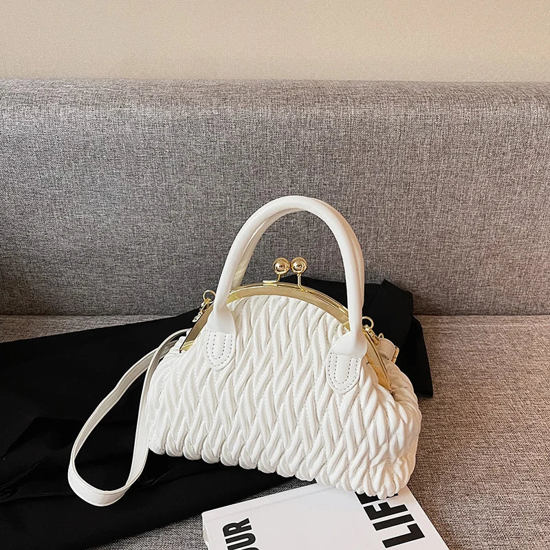 Handbag Vintage Small Tote Pleated Shoulder Bag Clutch Purses Crossbody